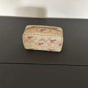Coach light khaki multi strawberry large cosmetic bag excellent condition.